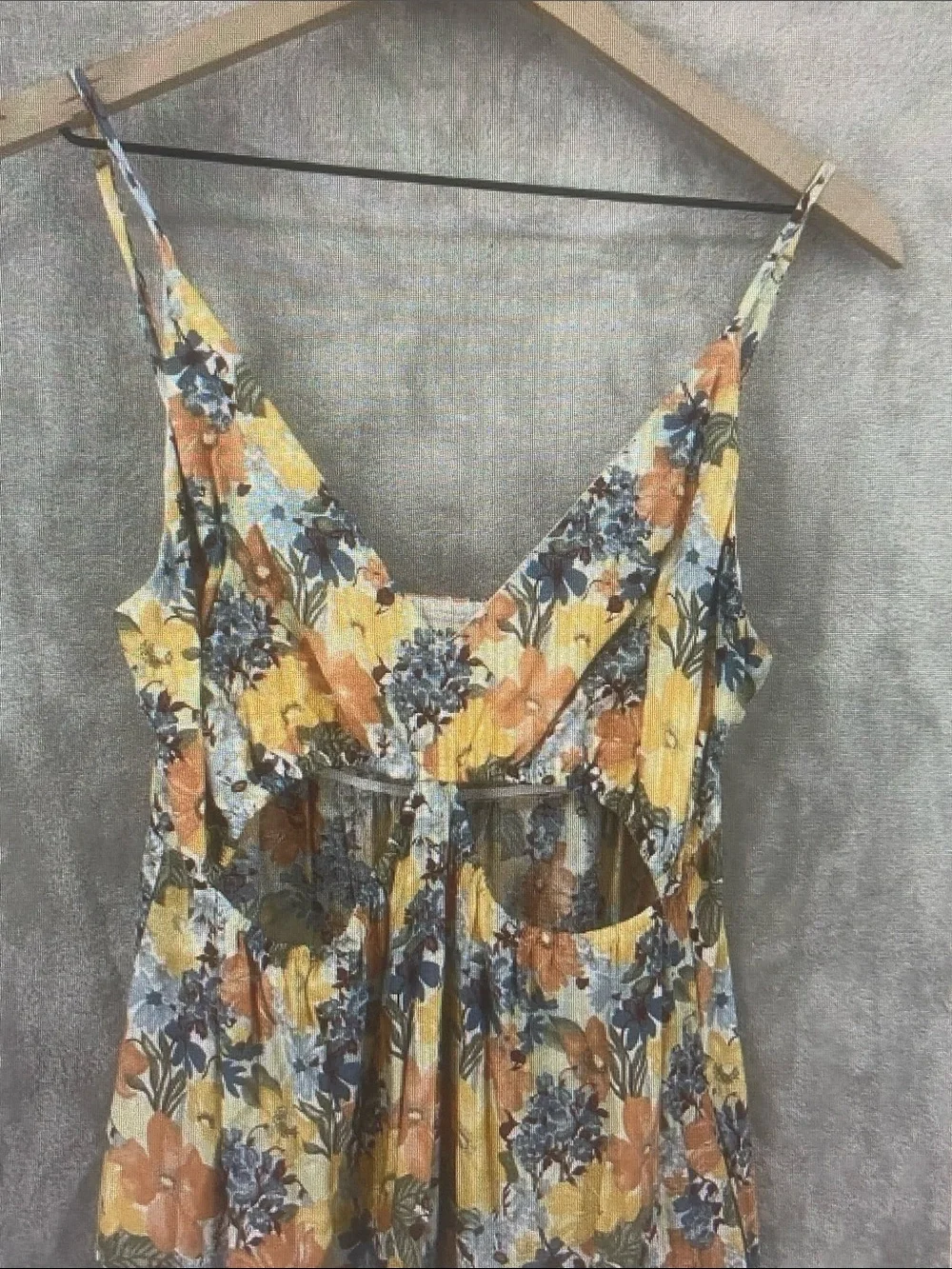 Abercrombie & Fitch Yellow, Blue & Orange Floral Maxi Dress